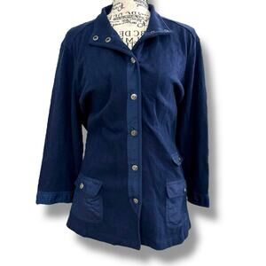 NWT Chico’s Size 2 (L) Blue Zenergy Slub Weekend Jacket 100% Cotton Jersey